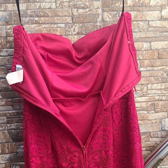 Strapless Red Lace Dress Sugar - Picture 9 of 13